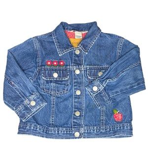 OshKosh Embroidered Appliqué Denim Jean Jacket Snap Closure Size 24M